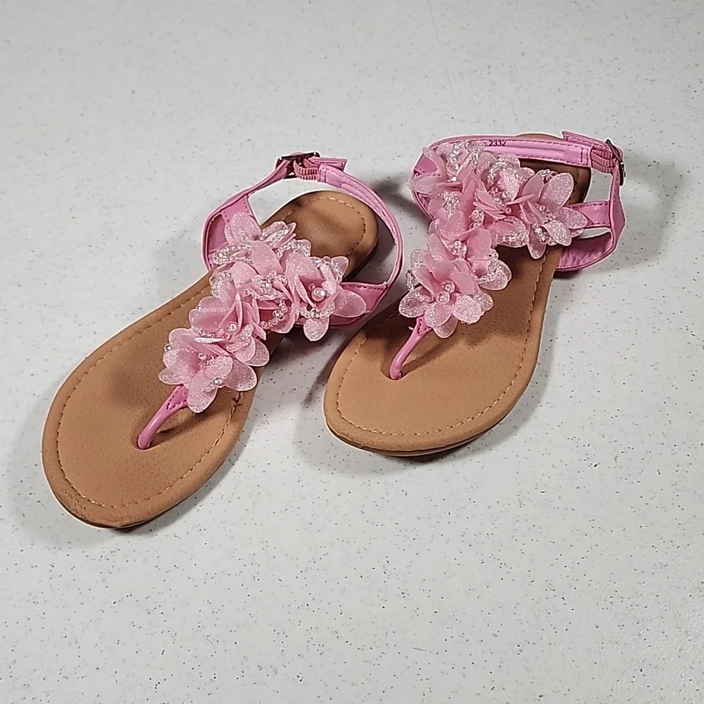 Laura Ashley Pink Flower Cutie T-Strap Sandal Girls Size 1